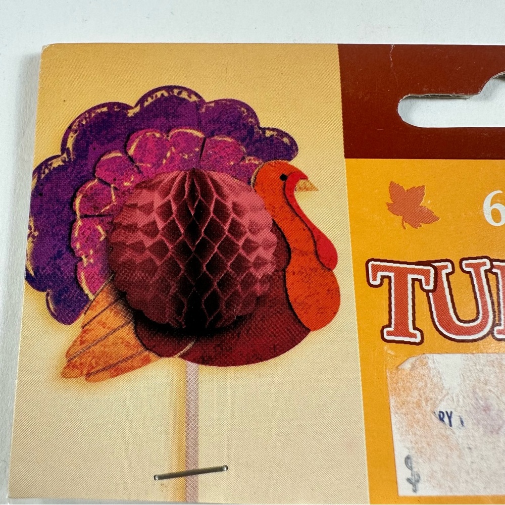Honeycomb Turkey Picks Fall Thanksgiving Decor New 3 Packs Party Table